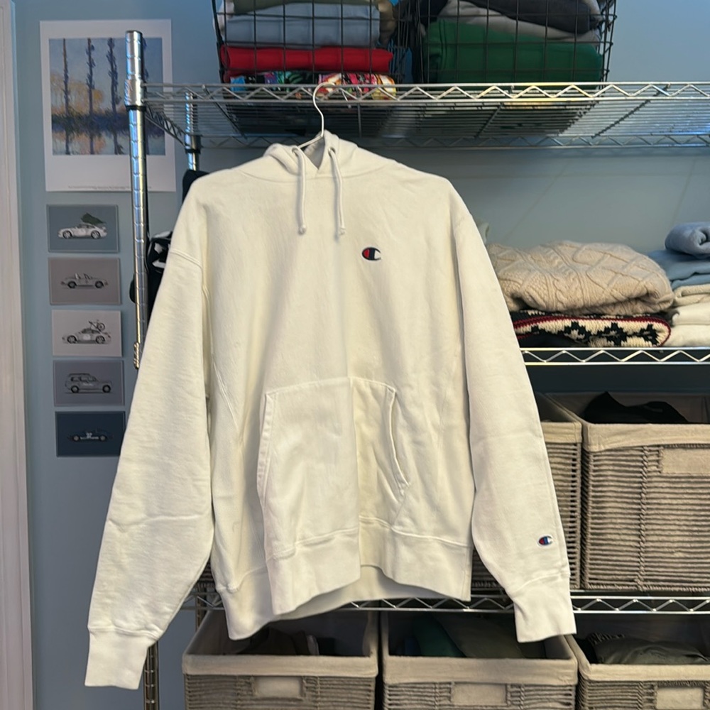 MEN CHAMPION WHITE HOODIE MEDIUM